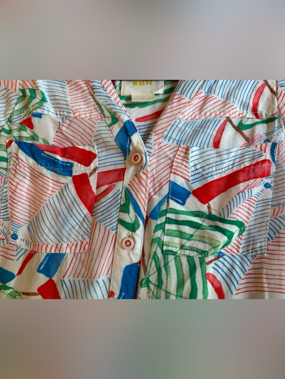 Anthropologie Maeve Size 2 “Sunseeker" Umbrella Print Blouse - Picture 6 of 7